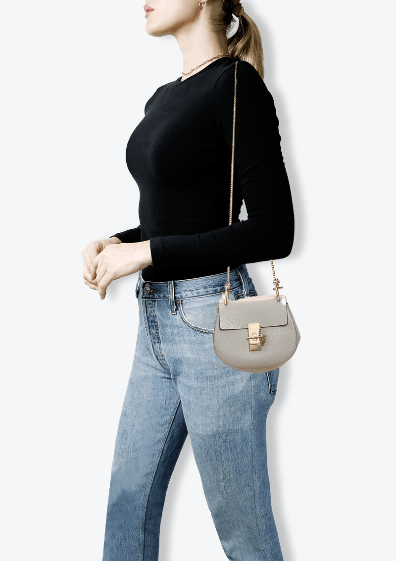 BOLSA CHLOÉ MINI DREW BAG CINZA ORIGINAL – Gringa