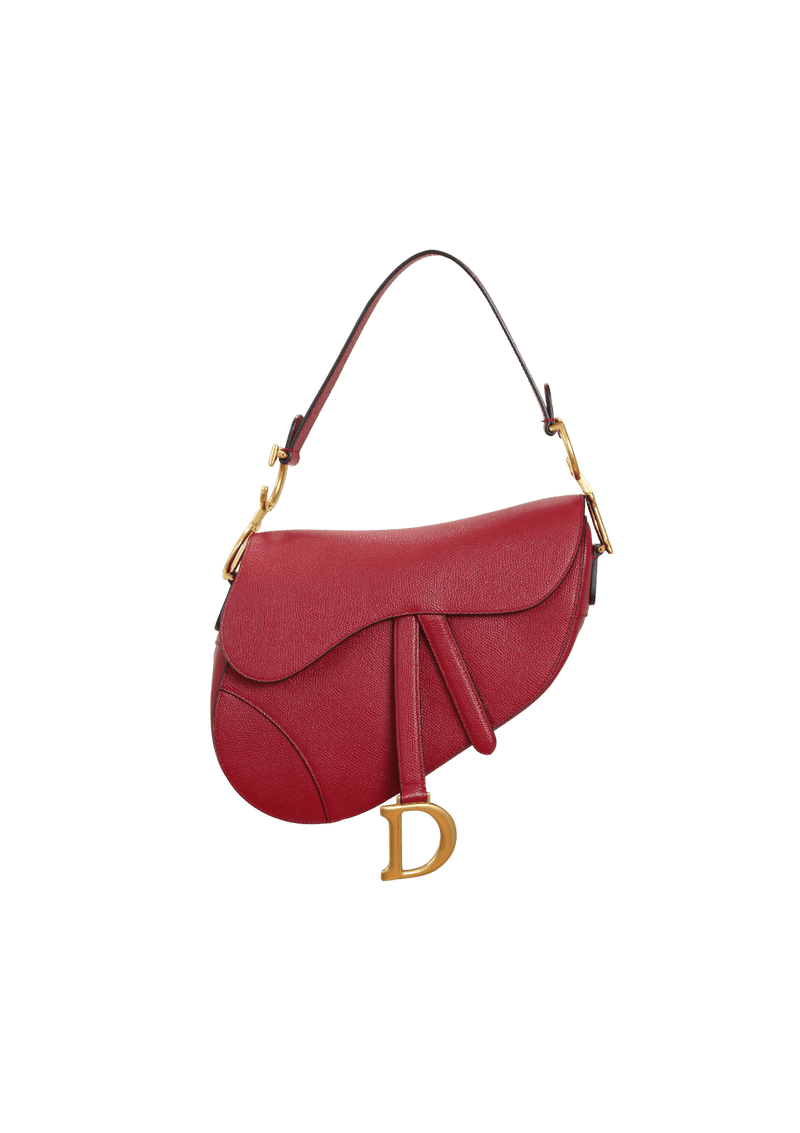 GRAINED CALFSKIN LEATHER SADDLE BAG