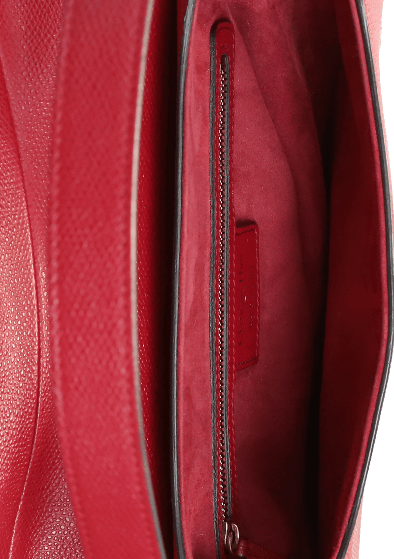 GRAINED CALFSKIN LEATHER SADDLE BAG