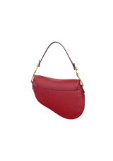 GRAINED CALFSKIN LEATHER SADDLE BAG