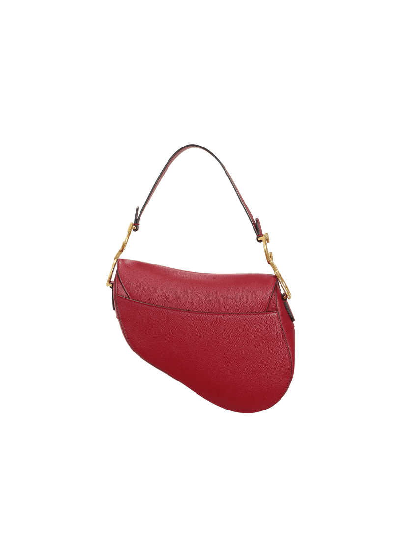 GRAINED CALFSKIN LEATHER SADDLE BAG