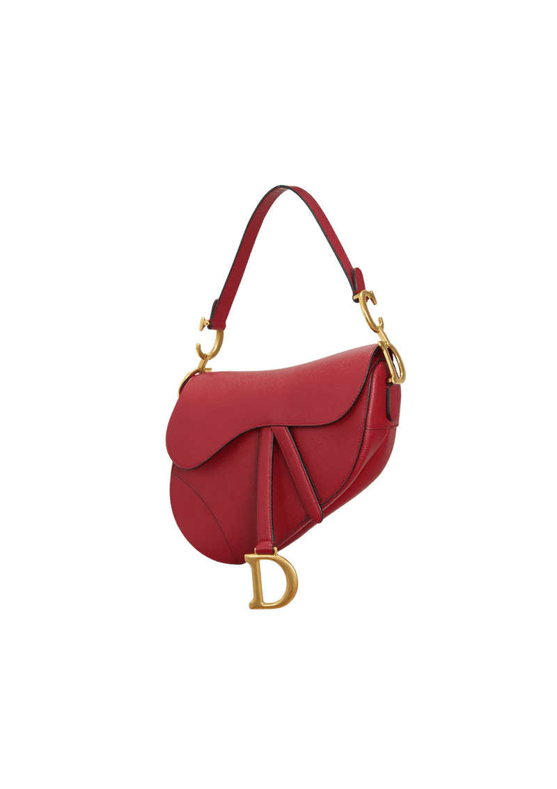 GRAINED CALFSKIN LEATHER SADDLE BAG