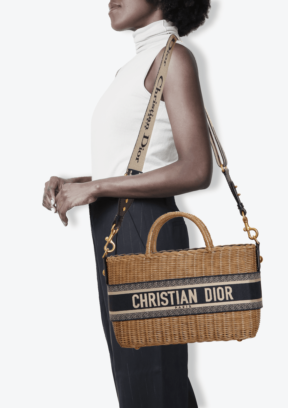 バッグ christianDior Bolsa com Alça Christian Dior Granville Boston Lambskin Preta