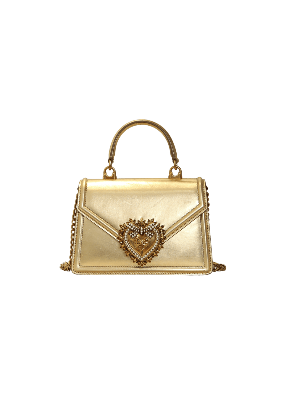 Dolce & Gabbana D&G ゴールド パーティーバッグ BOLSAS DOLCE & GABBANA SMALL METALLIC DEVOTION TOP HANDLE BAG