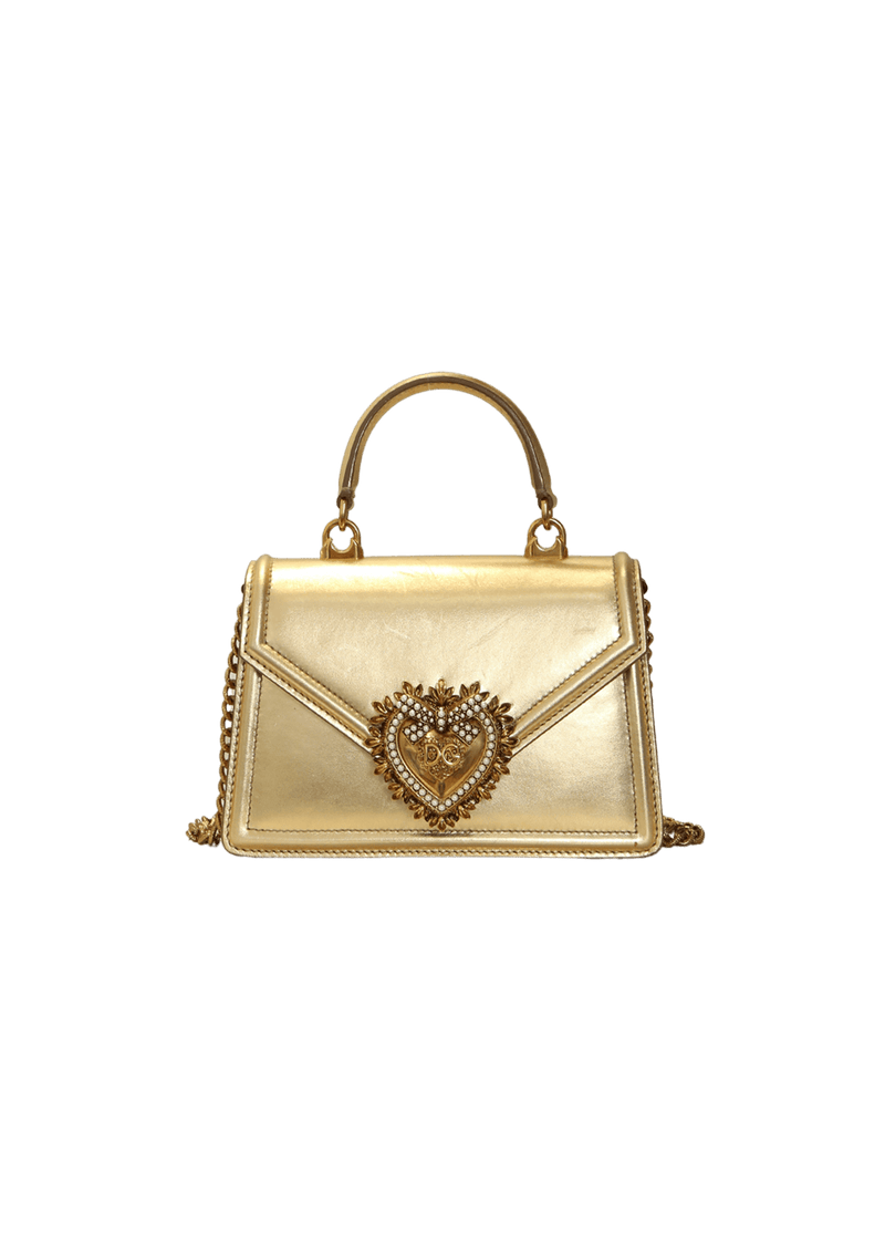 SMALL METALLIC DEVOTION TOP HANDLE BAG