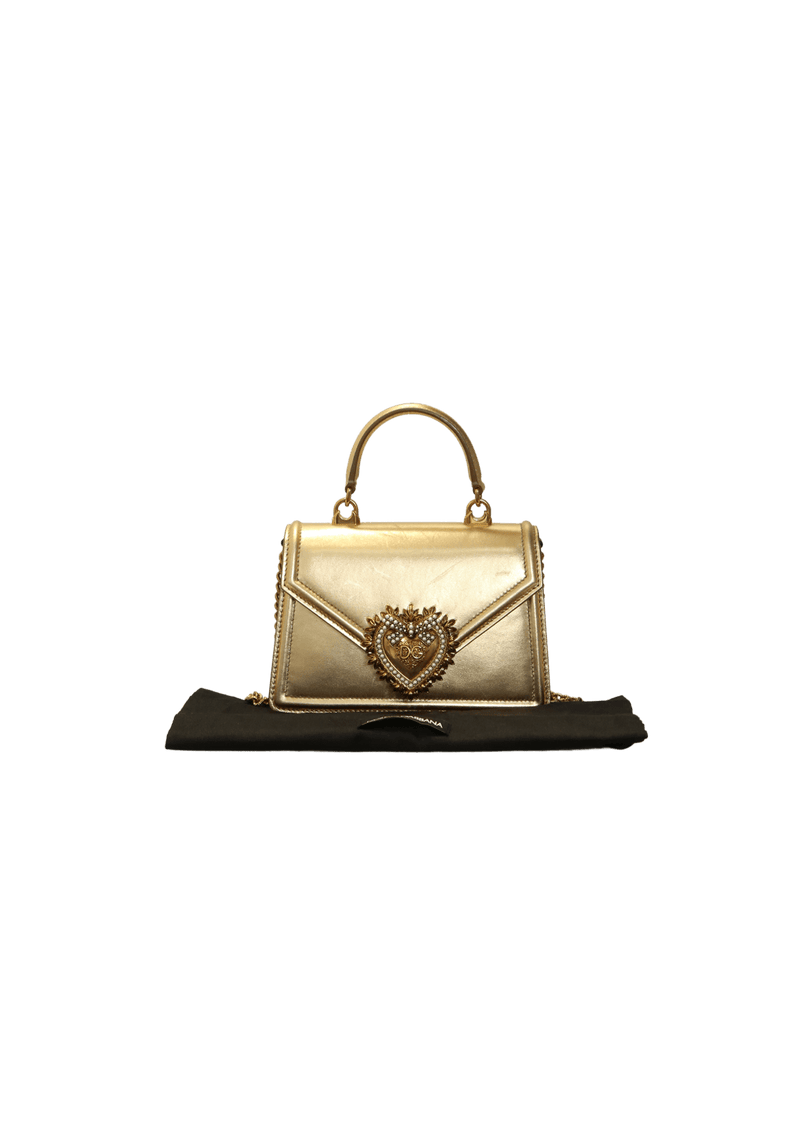 SMALL METALLIC DEVOTION TOP HANDLE BAG