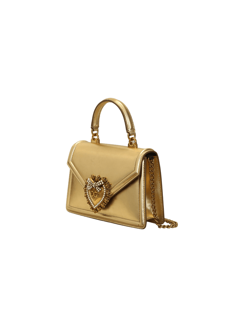 SMALL METALLIC DEVOTION TOP HANDLE BAG