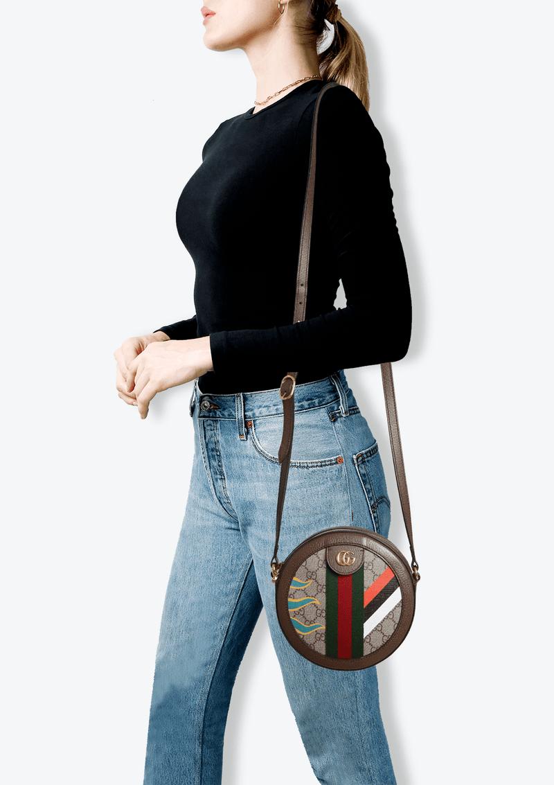 GEOMETRIC GG OPHIDIA MINI ROUND BAG