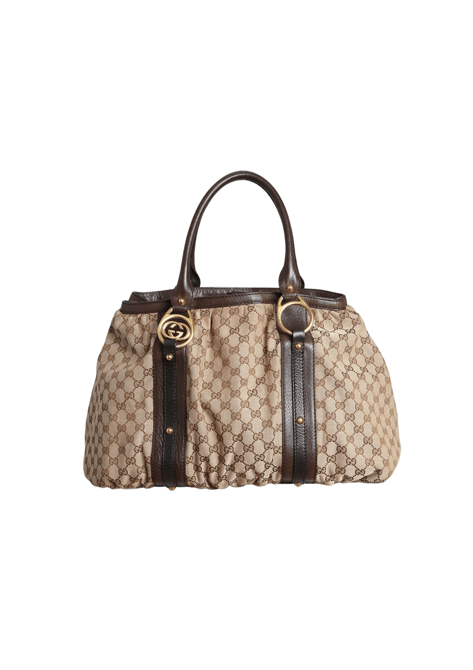 GUCCIバック BOLSAS GUCCI GG CANVAS INTERLOCKING ICON TOTE MARROM ORIGINAL