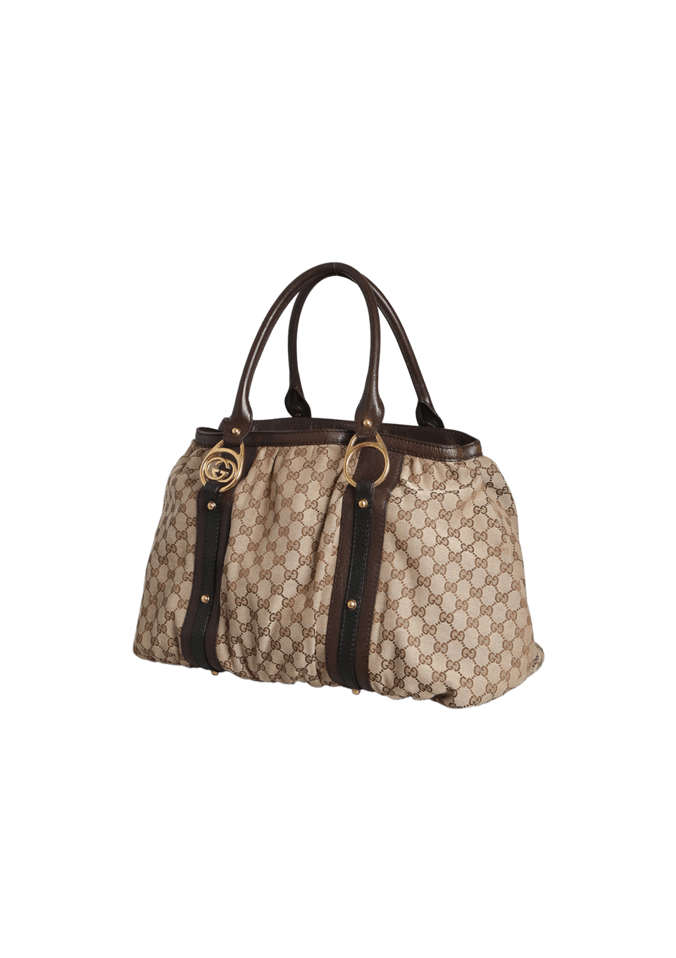 グッチバッグ BOLSAS GUCCI GG CANVAS INTERLOCKING ICON TOTE MARROM ORIGINAL