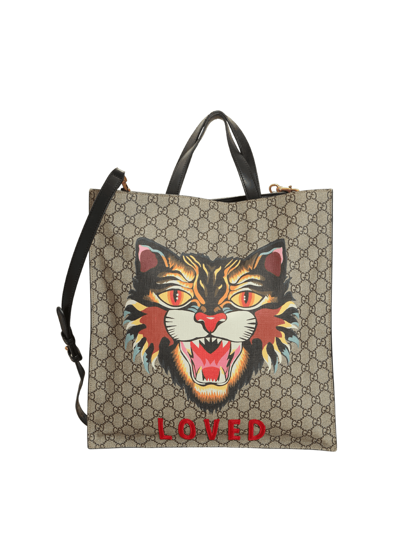 GG SUPREME ANGRY CAT VERTICAL TOTE