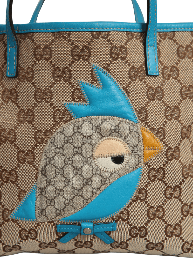 BOLSAS GUCCI GIRL S GG CANVAS MINI ZOO TOTE BEGE ORIGINAL Gringa