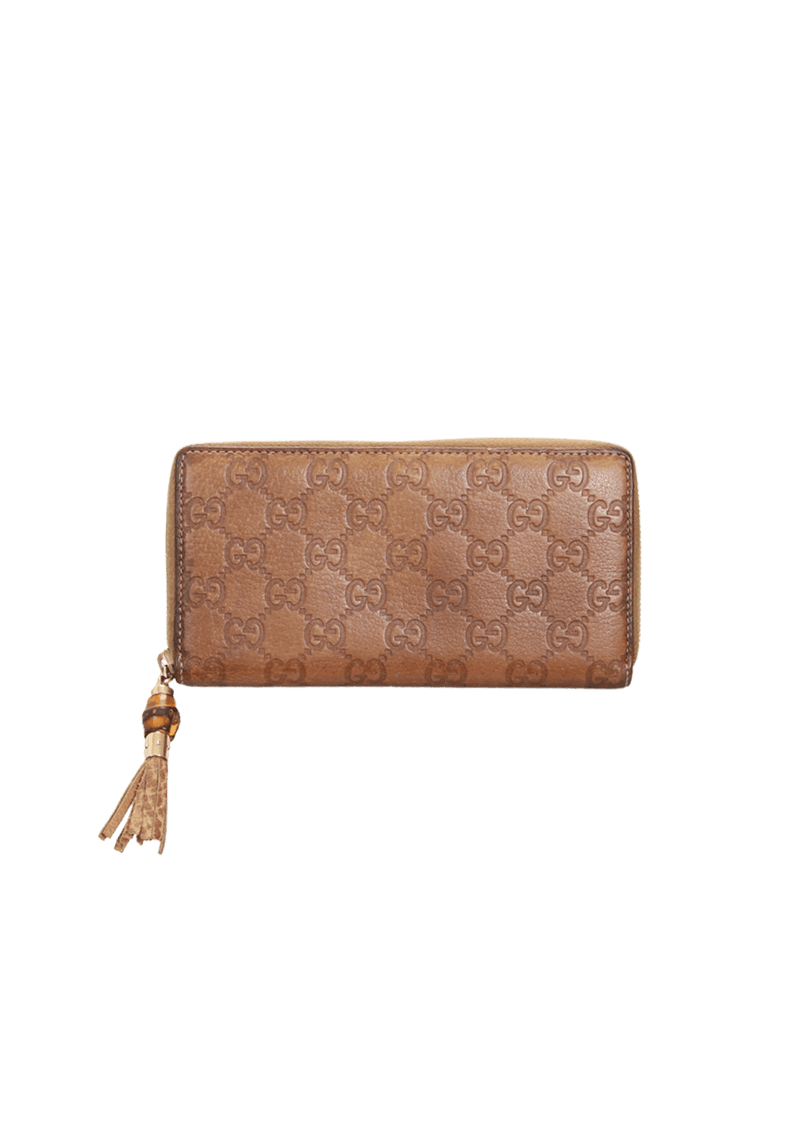 GUCCISSIMA ZIP AROUND BAMBOO WALLET