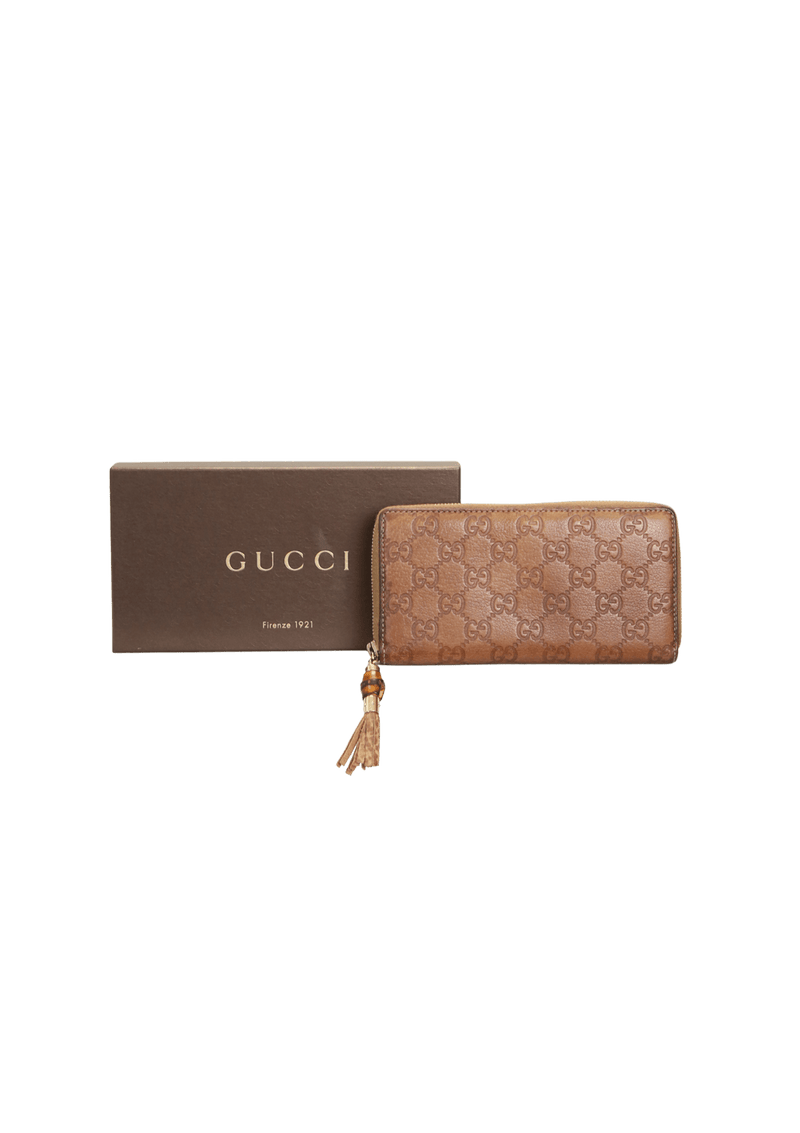 GUCCISSIMA ZIP AROUND BAMBOO WALLET