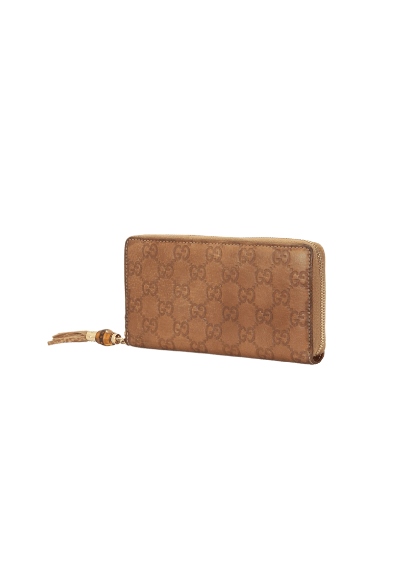 GUCCISSIMA ZIP AROUND BAMBOO WALLET