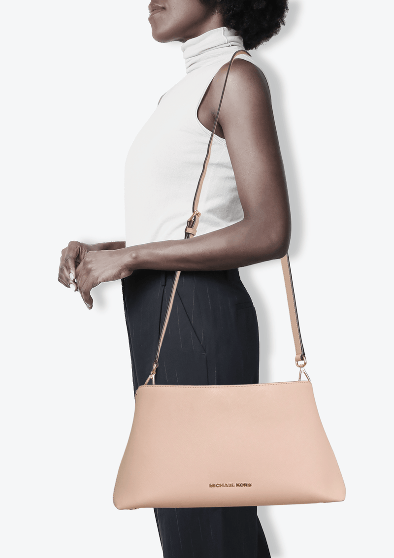 BOLSAS MICHAEL KORS LARGE PORTIA EAST WEST BAG ROSA ORIGINAL Gringa