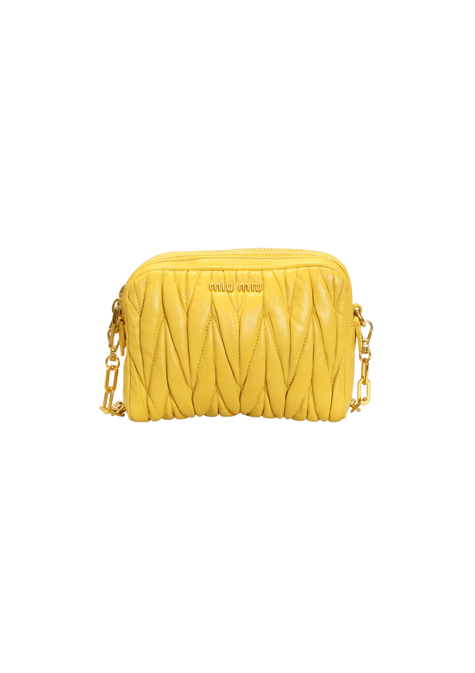 BOLSAS MIU MIU MATELASSÉ CAMERA BAG AMARELO ORIGINAL – Gringa