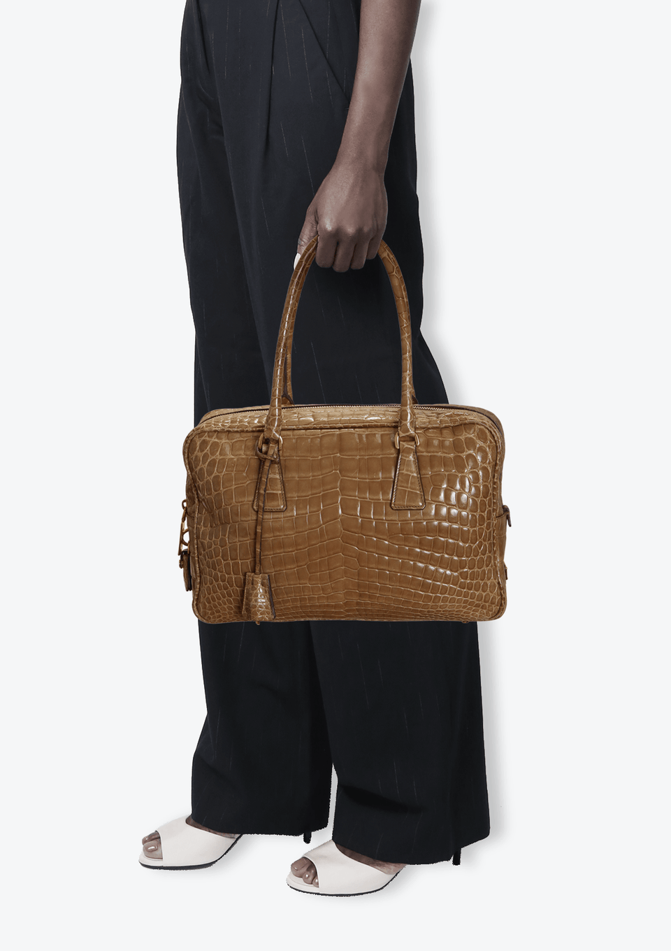 バッグ 00s Prada Nylon Croc Leather Hand Bag BOLSA PRADA CROCODILE SHOULDER BAG BEGE ORIGINAL – Gringa