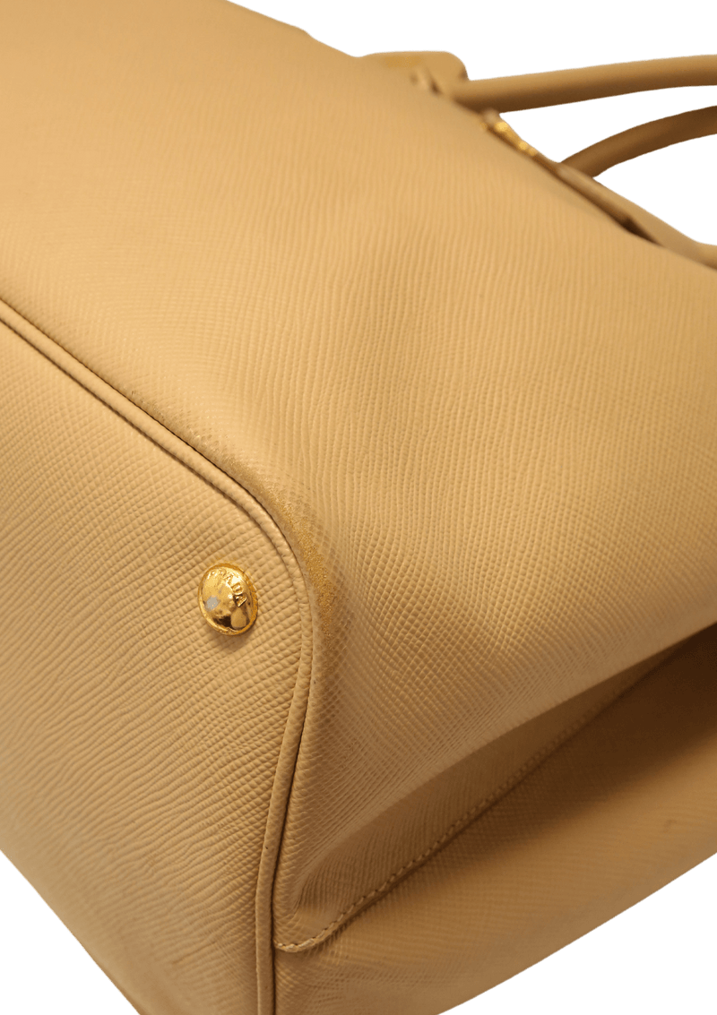 BOLSA PRADA LARGE SAFFIANO CUIR DOUBLE TOTE BEGE ORIGINAL – Gringa