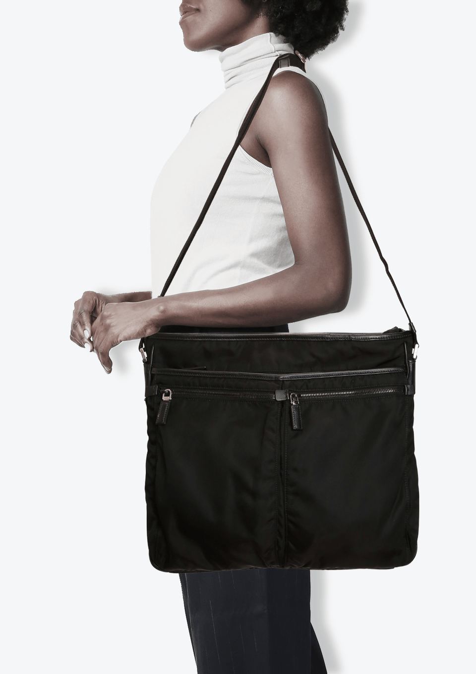 BOLSAS PRADA TESSUTO MULTI-POCKET ZIP BAG PRETO ORIGINAL – Gringa