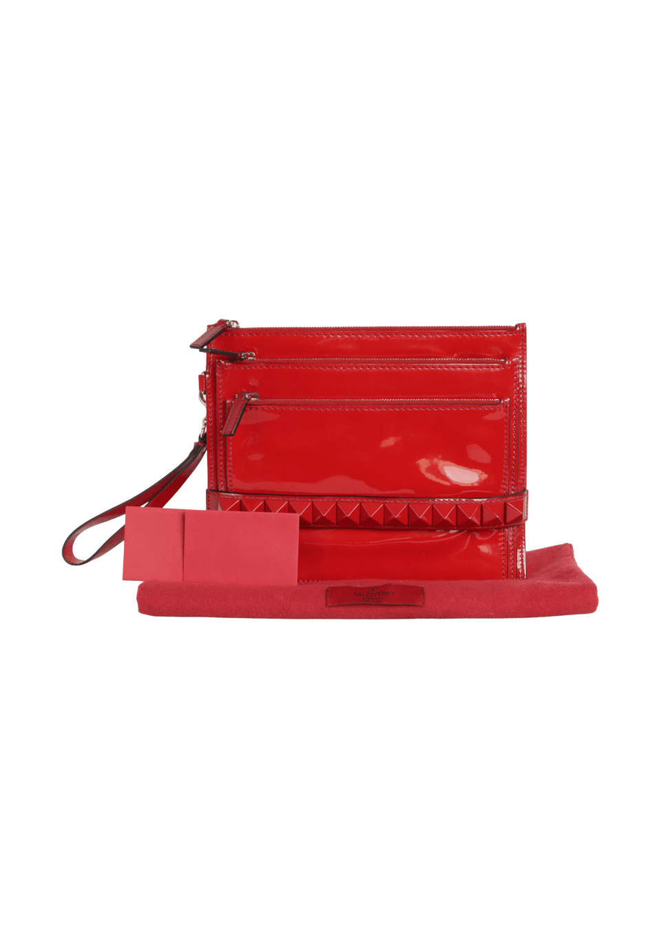 BOLSAS VALENTINO ROCKSTUD WRISTLET VERMELHO ORIGINAL 00061815-BOVA