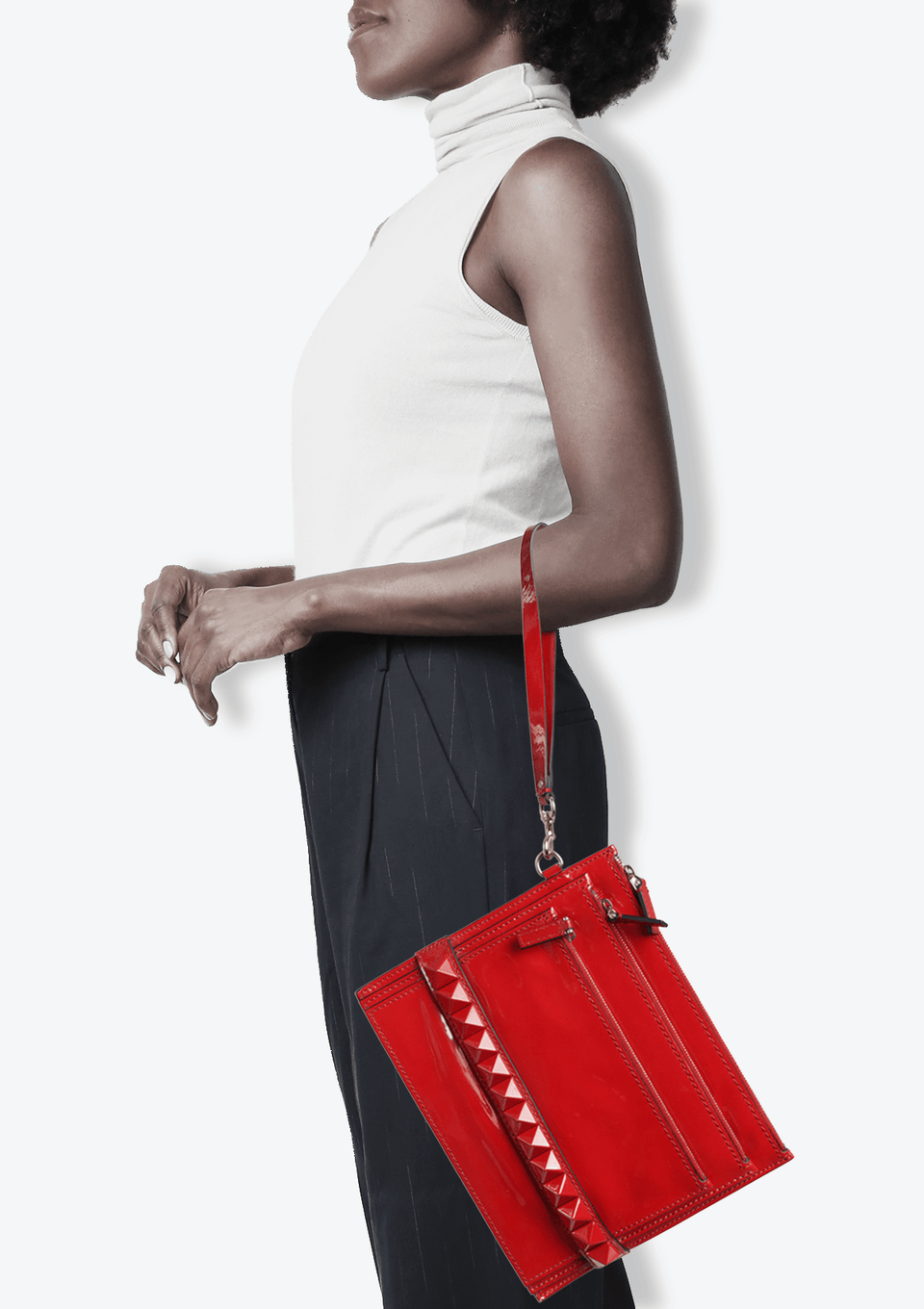 BOLSAS VALENTINO ROCKSTUD WRISTLET VERMELHO ORIGINAL 00061815-BOVA
