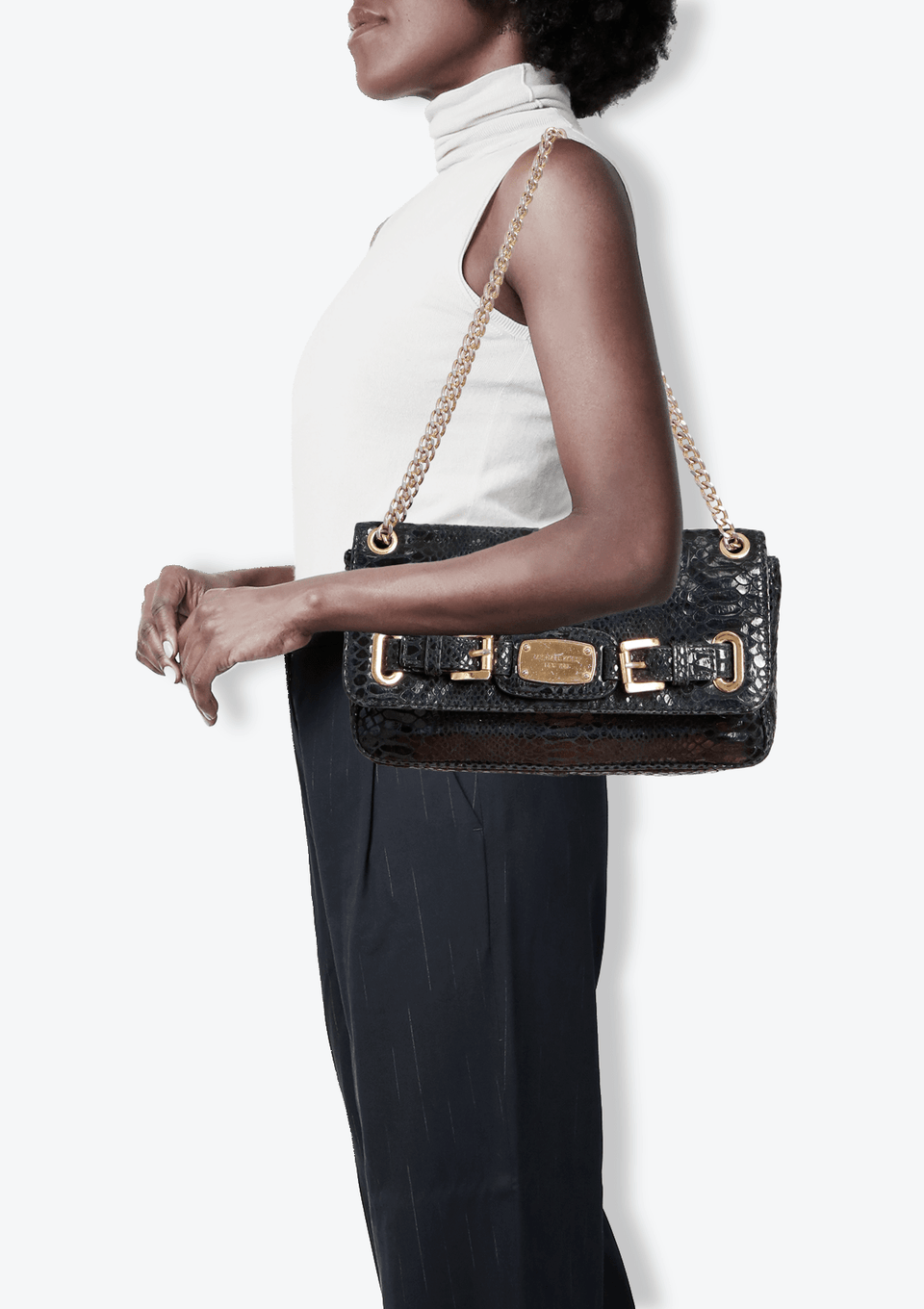 SNAKESKIN EMBOSSED HAMILTON FLAP BAG