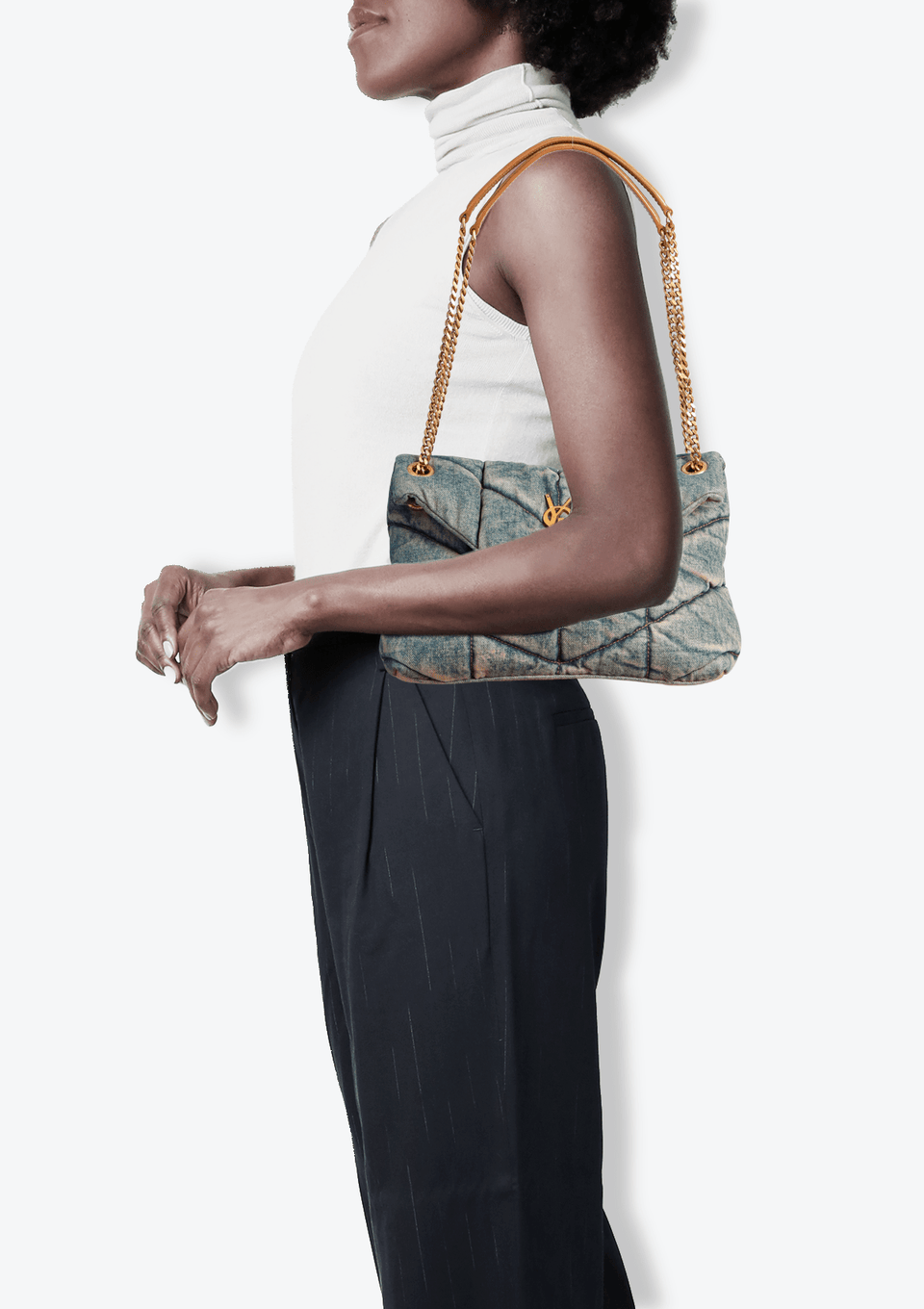 DENIM SMALL PUFFER BAG