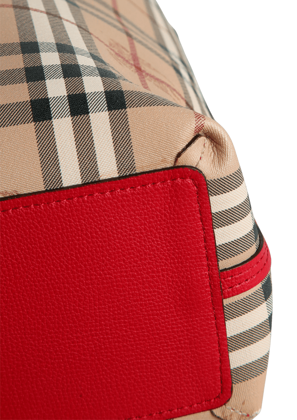 MEDIUM HAYMARKET CHECK AND POPPY RED REVERSE TOTE