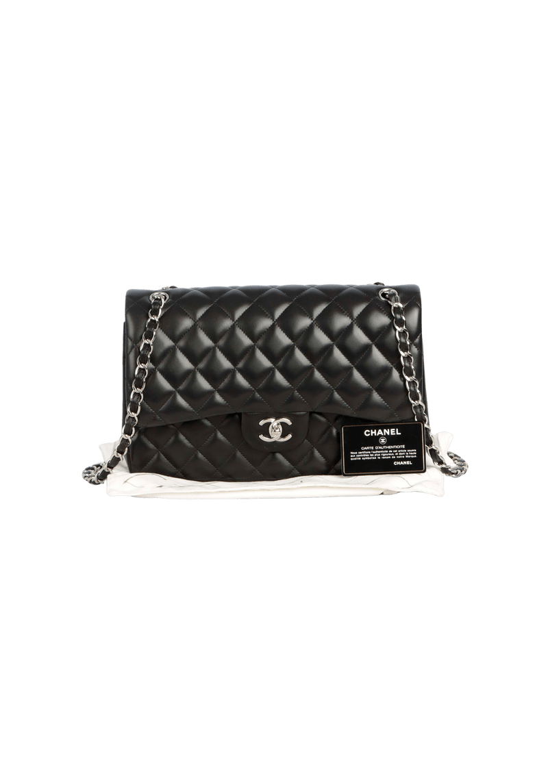 BOLSA CHANEL JUMBO CLASSIC DOUBLE FLAP LAMBSKIN PRETO ORIGINAL Gringa