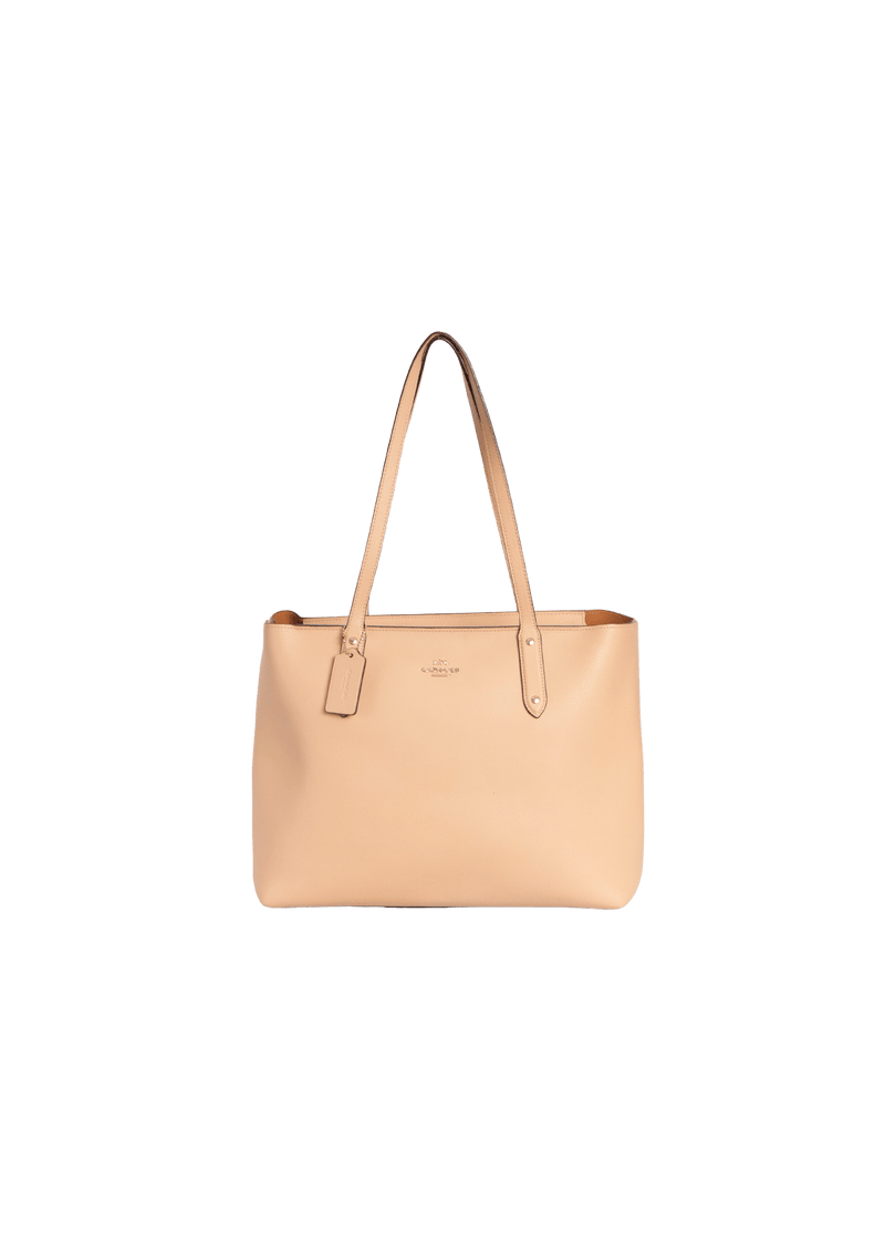 GRAINED LEATHER OPEN TOTE