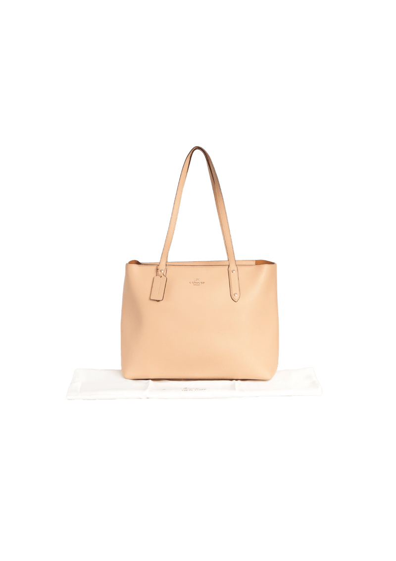 GRAINED LEATHER OPEN TOTE