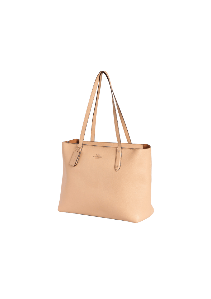 GRAINED LEATHER OPEN TOTE