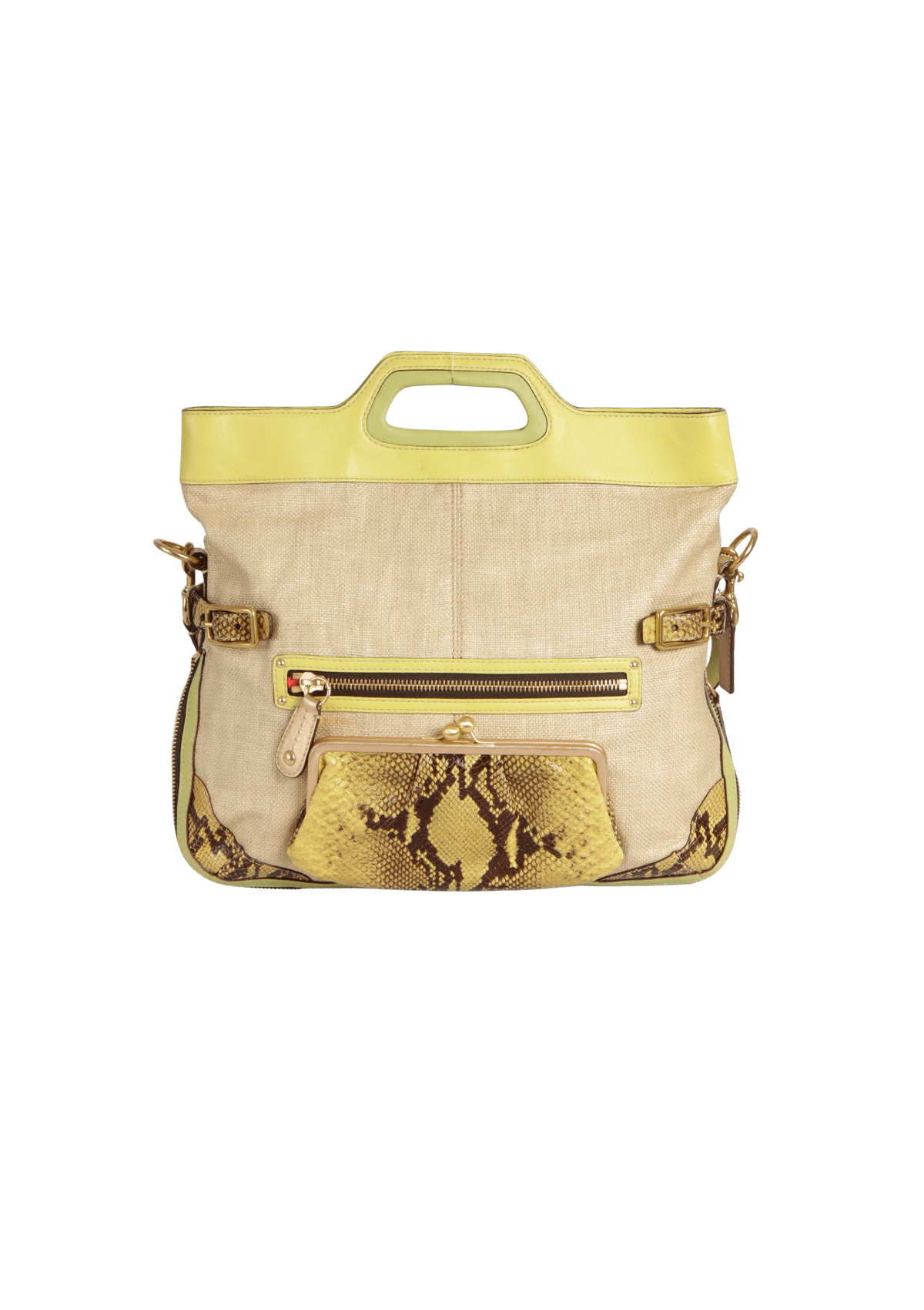 BOLSA COACH PYTHON SATCHEL BAG BEGE ORIGINAL – Gringa