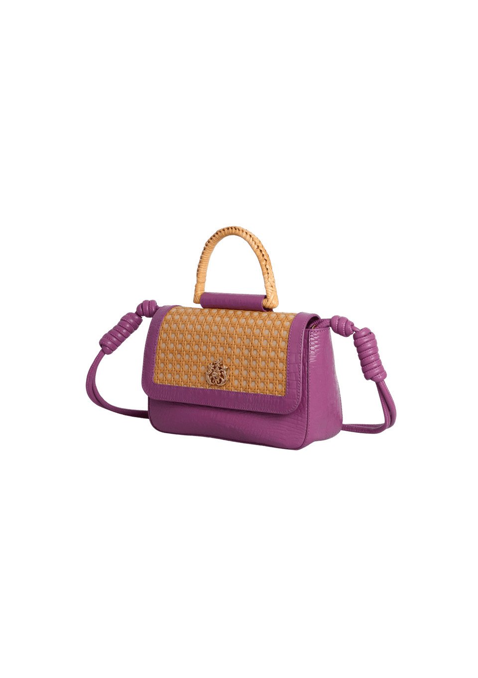 BOLSA SATCHEL EM COURO E PALHA INDIANA