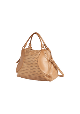 LEATHER PERFORATED SATCHEL BAG
