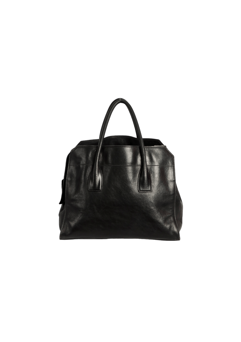 GLAZED LEATHER TOP ZIP TOTE