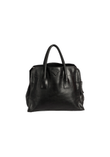 GLAZED LEATHER TOP ZIP TOTE