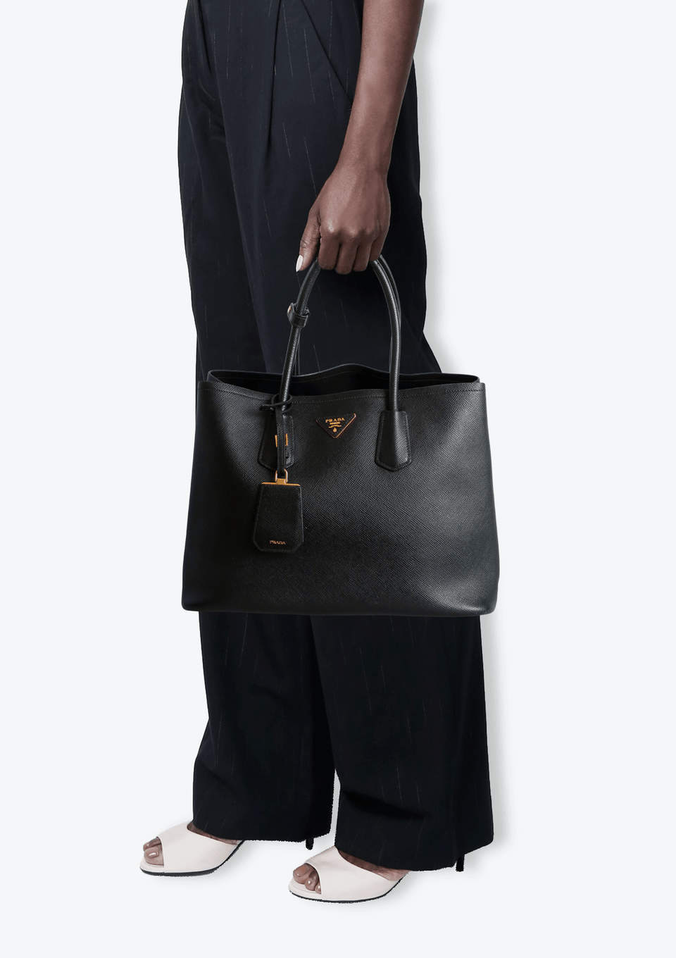 バッグ PRADA TESSUTO SAFFIANO EBANO NERO BOLSA PRADA SAFFIANO CUIR DOUBLE TOTE PRETO ORIGINAL – Gringa