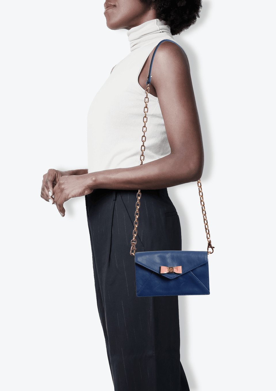 LEATHER CHAIN FLAP BAG