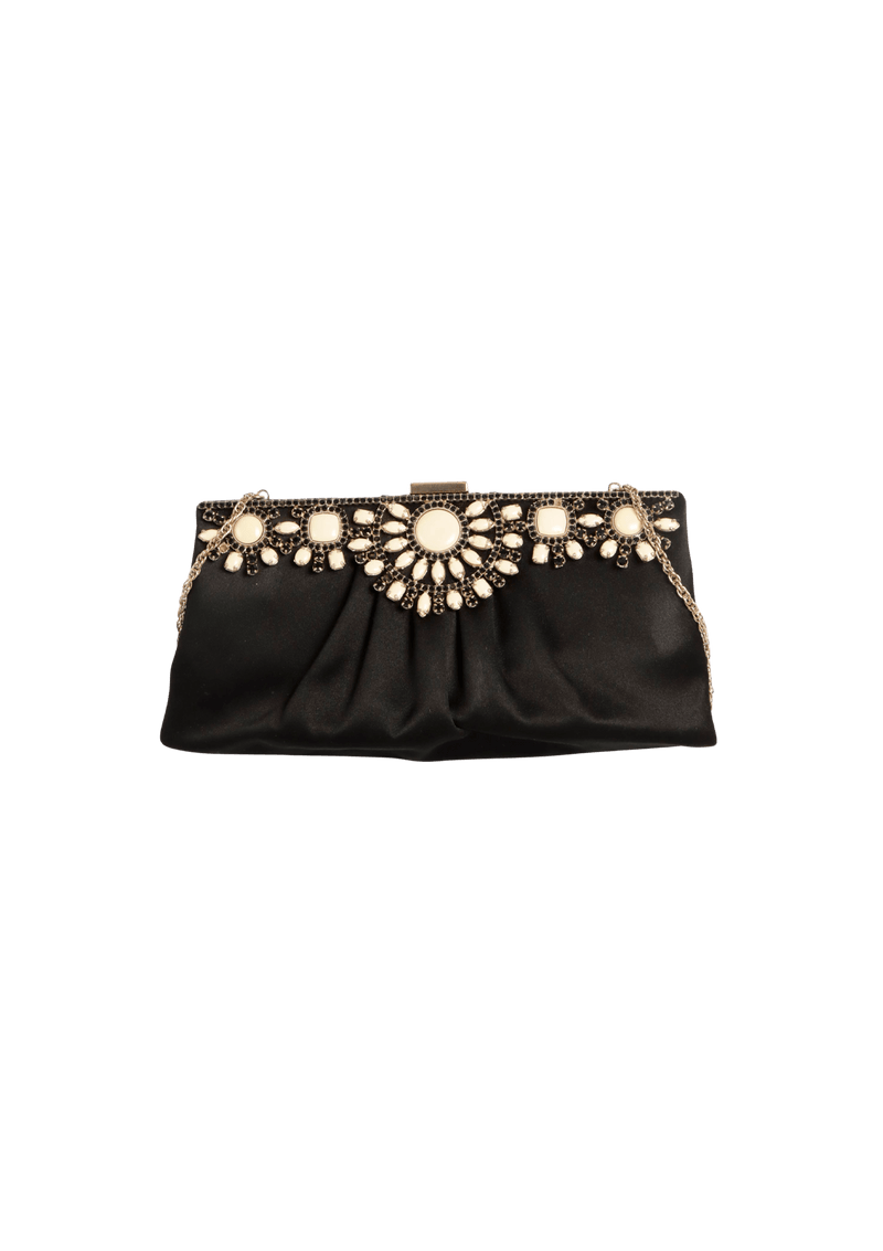 EMBROIDERED SATIN CLUTCH