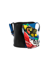 SCARF LEATHER BUCKET BAG W/ POUCH
