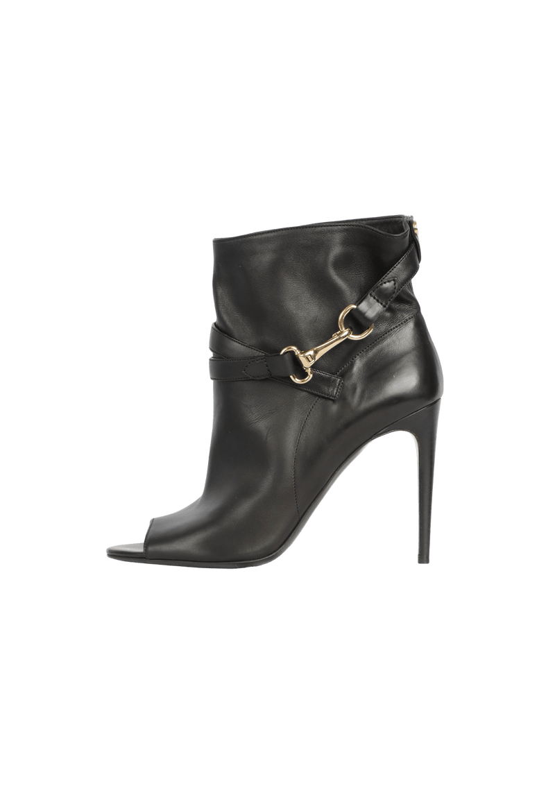 LEATHER OPEN TOE BOOTS 38