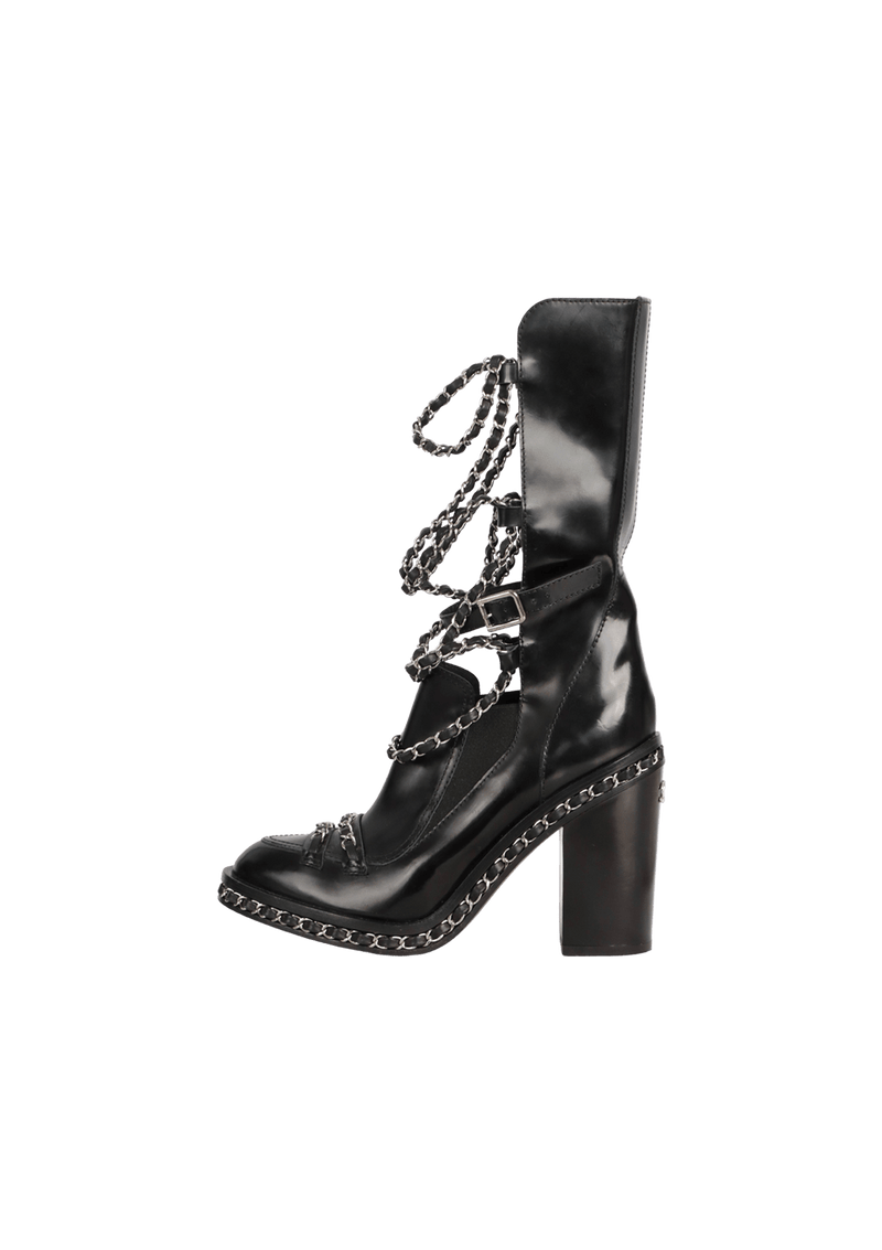 CHAIN LINK OBSESSION COMBAT BOOTS 38