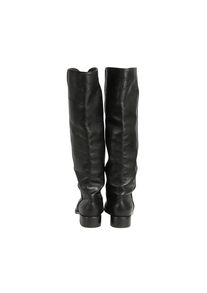 CHANEL CC RIDING KNEE HIGH BOOTS  39.5