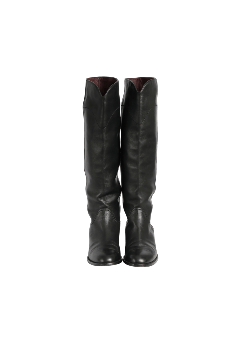 CHANEL CC RIDING KNEE HIGH BOOTS  39.5