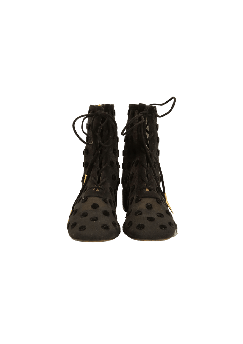 POLKA DOT LACE-UP BOOTS 35