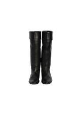 LEATHER WEB BOOTS 37.5