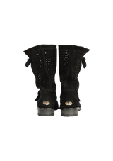 SUEDE CUTOUT YOUTH BIKER BOOTS 36