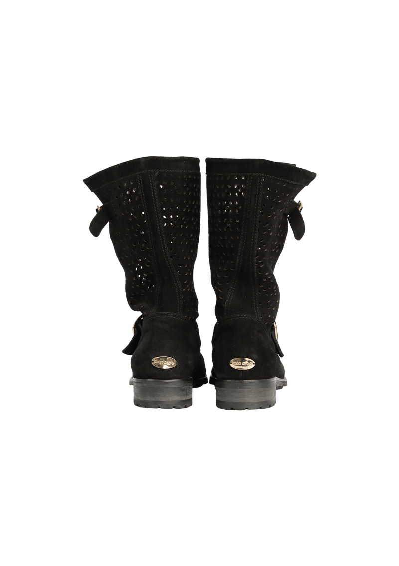 SUEDE CUTOUT YOUTH BIKER BOOTS 36